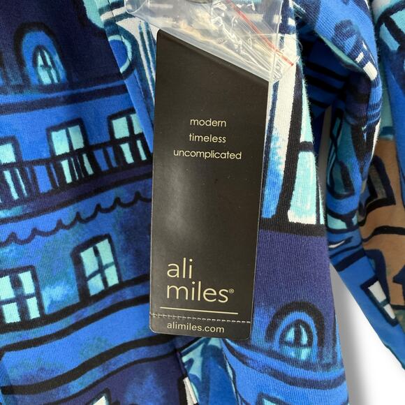 Ali Miles Blue City Print Jacket Womens Plus Sz 2X 3/4 Sleeve Button Front - Picture 5 of 7